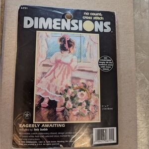 🩷 Vintage Dimensions "Eagerly Awaiting" Cross Stitch Kit 1998, #6791, 5x7